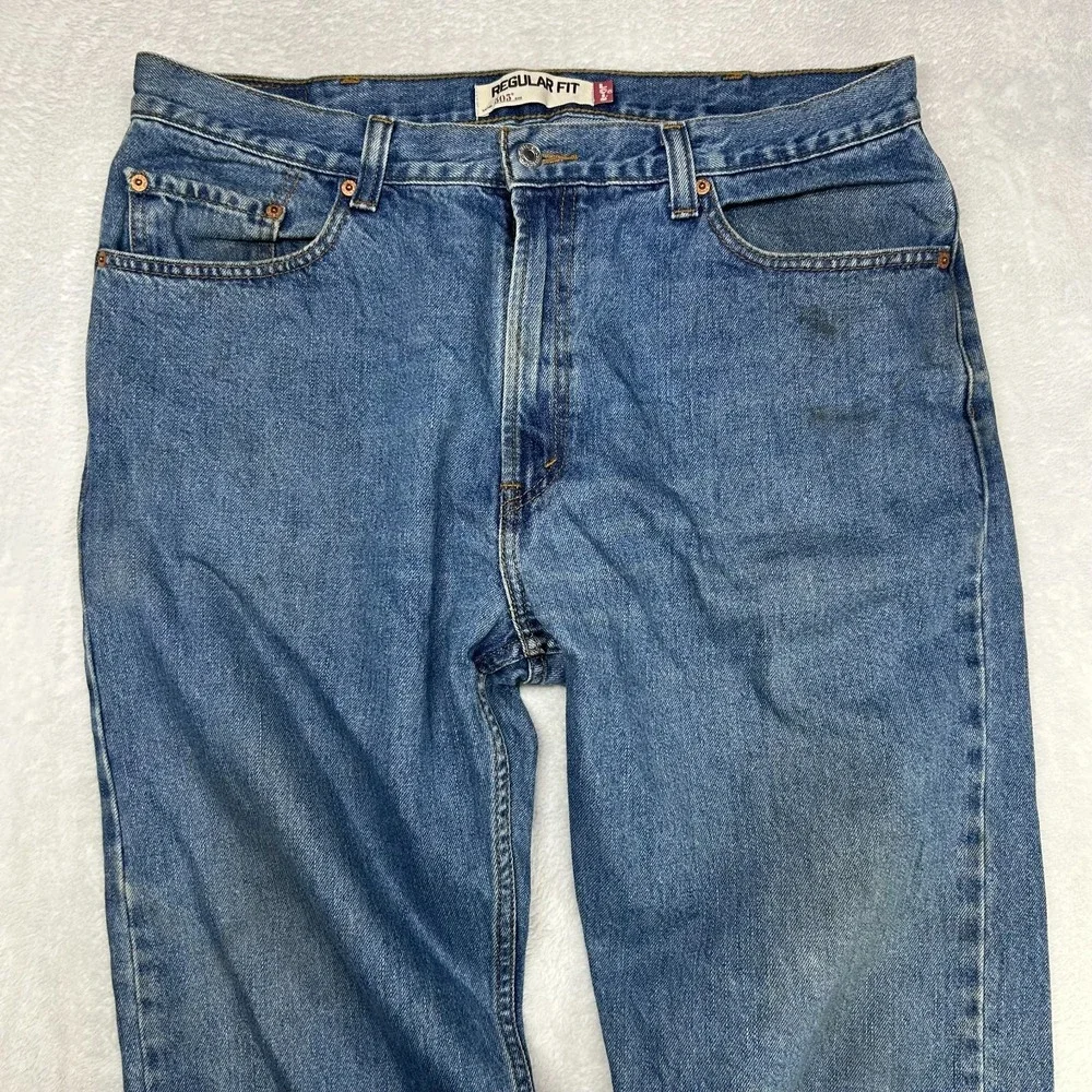 Levi's 505 Jeans Men's Blue Denim High Rise Regular Fit Straight Zip Fly - 37X29